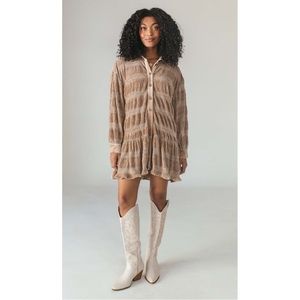 Lalavon Somewhere in Salem Beige Velvet Ruffle Dress ▫️⚜️🤍